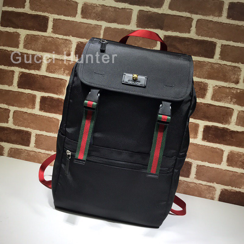 Gucci Techno Canvas Backpack Black Green And Red Web 429037